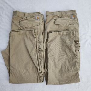 CARHARTT Rugged Flex Relaxed Fit Canvas Cargo Work Pants Tan Men's 44--Set of 2‎